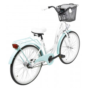 Bicycle AZIMUT Julie 24" 3-speed 2023 with basket white-turquoise