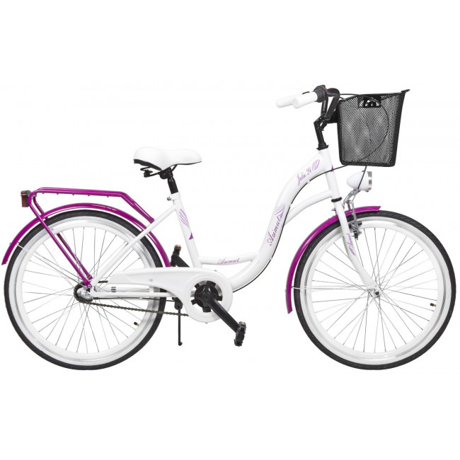 Bicycle AZIMUT Julie 24" 3-speed 2023 with basket white-violet