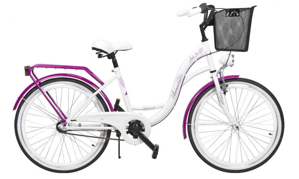 Bicycle AZIMUT Julie 24" 3-speed 2023 with basket white-violet - 1