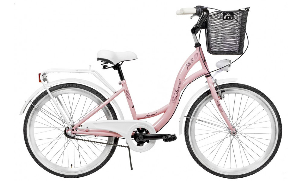 Bicycle AZIMUT Julie 24" 3-speed 2023 with basket pink-white - 1