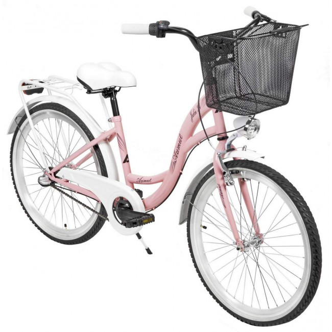 Bicycle AZIMUT Julie 24" 3-speed 2023 with basket pink-white