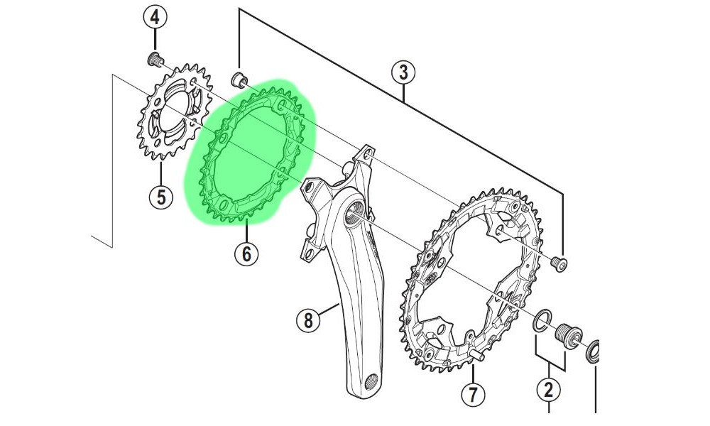 Передняя звезда Shimano FC-M431-36T silver-SILVER 