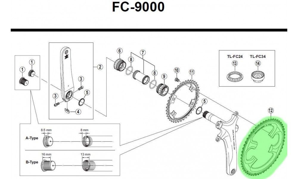 Передняя звезда Shimano DURA-ACE FC-9000-50T - 1