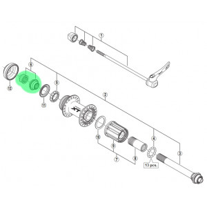 Конус и гайка втулки Shimano FH-M785 left with dust cover