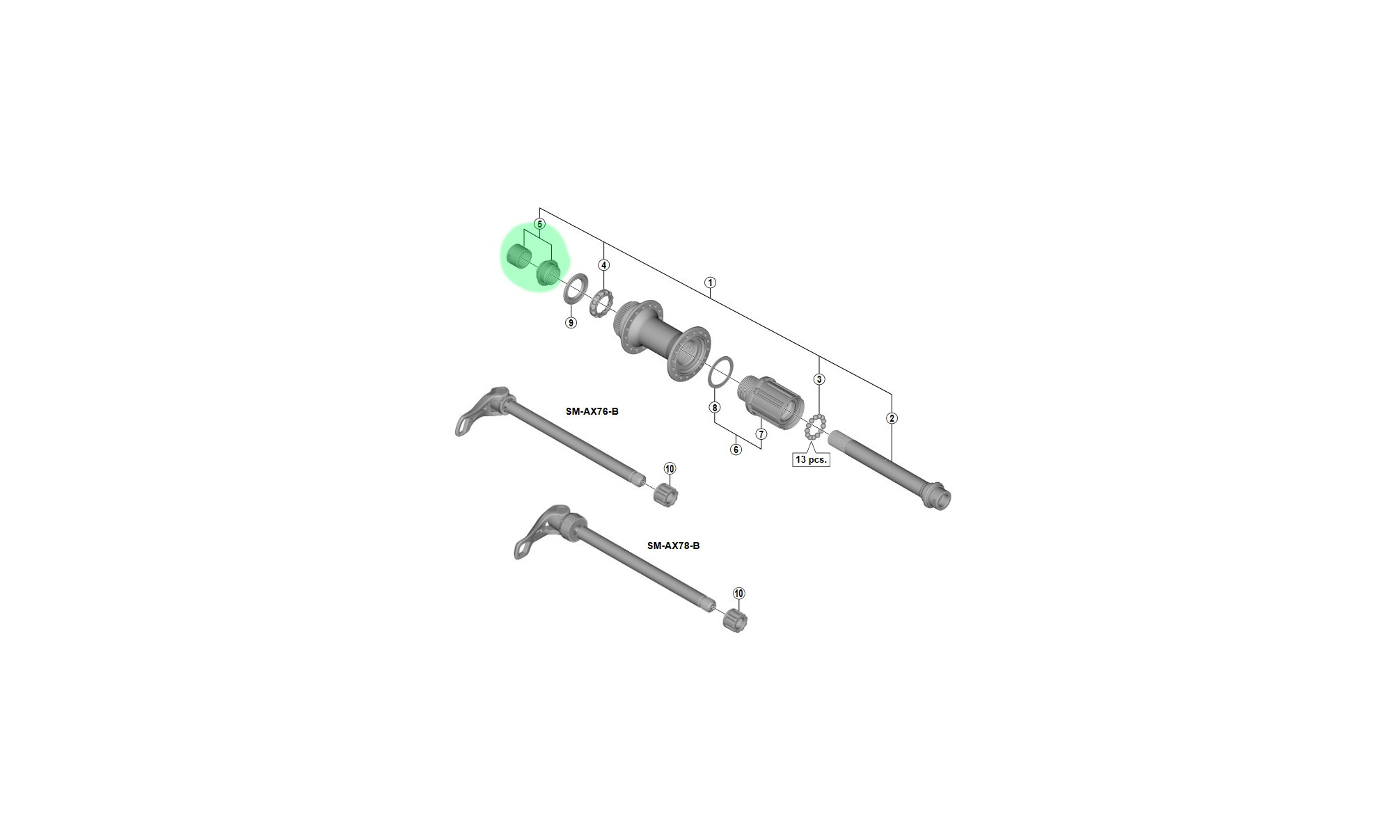 Конус и гайка втулки Shimano FH-M788 left hand 