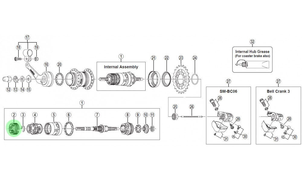 Часть втулки внутренних скоростей Shimano NEXUS SG-3C40 Brake shoe unit 