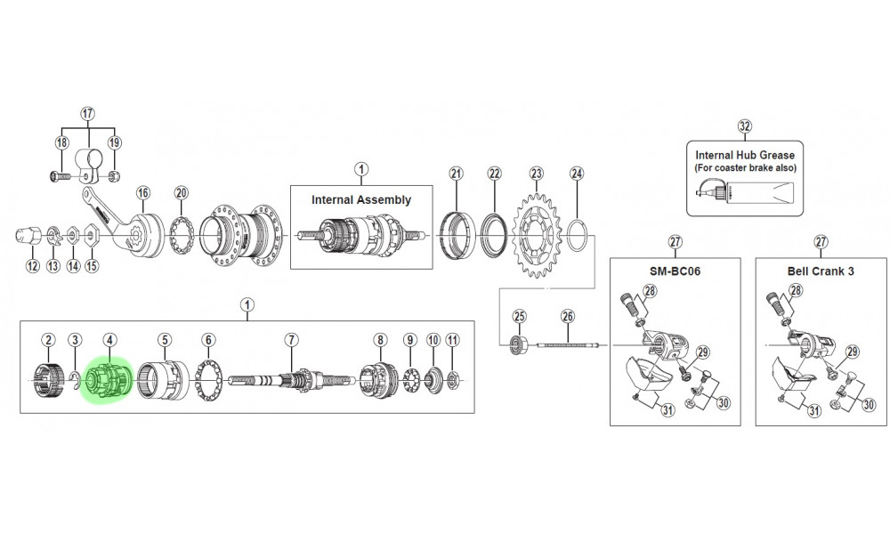 Часть втулки внутренних скоростей Shimano NEXUS SG-3C40 Carrier unit 