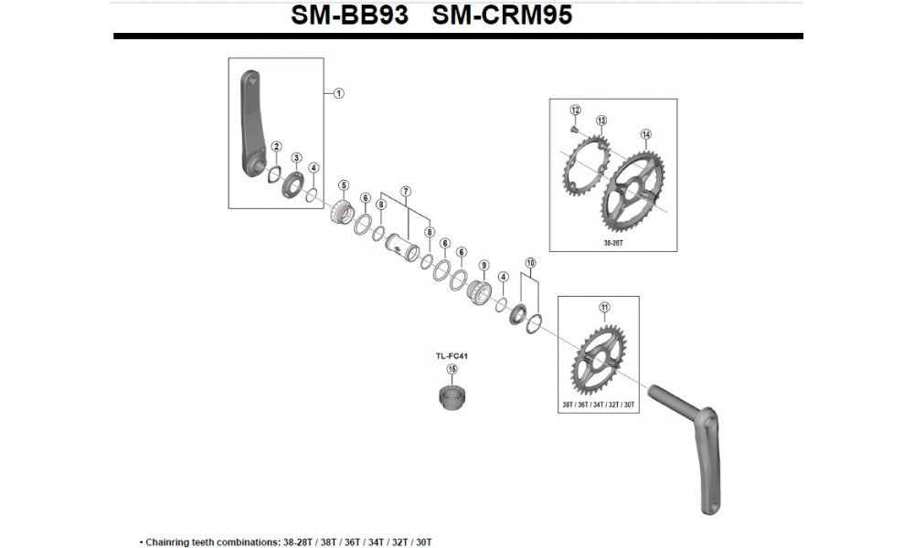 Chainring Shimano XTR SM-CRM95 30T 