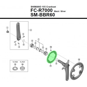 Передняя звезда Shimano 105 FC-R7000 34T