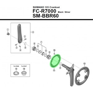 Chainring Shimano 105 FC-R7000 36T