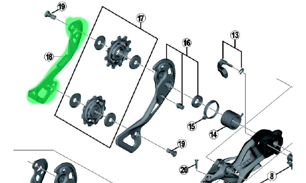 Внутренняя часть ноги заднего переключателя Shimano XTR RD-M9000 GS 