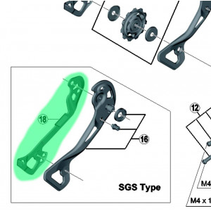 Внутренняя часть ноги заднего переключателя Shimano XTR RD-M9000 SGS