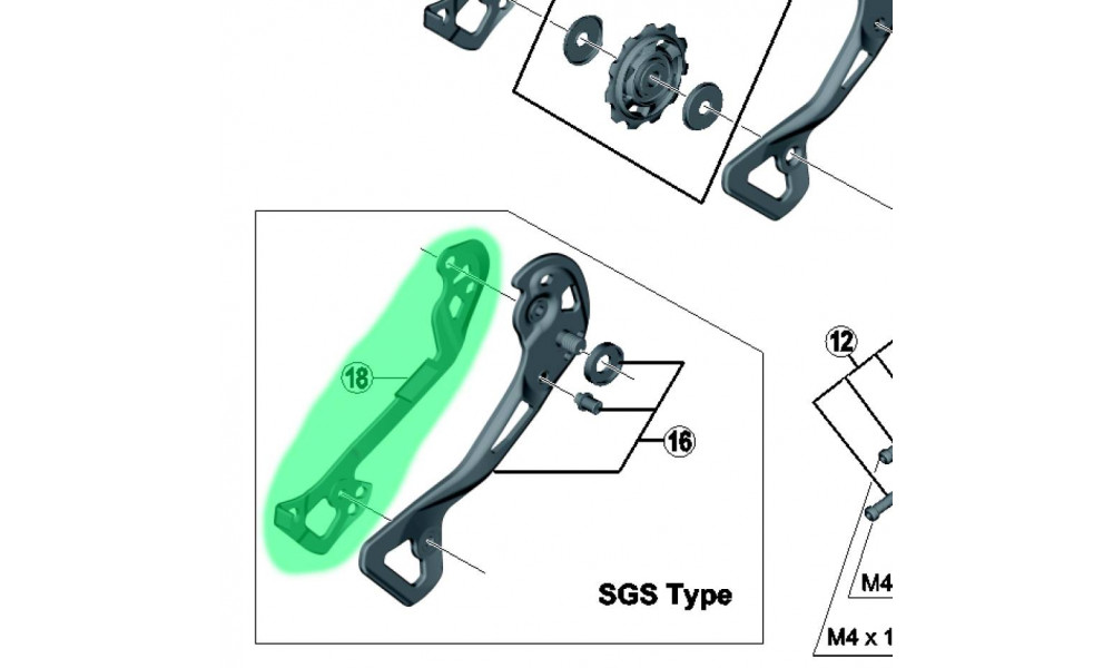 Внутренняя часть ноги заднего переключателя Shimano XTR RD-M9000 SGS - 2