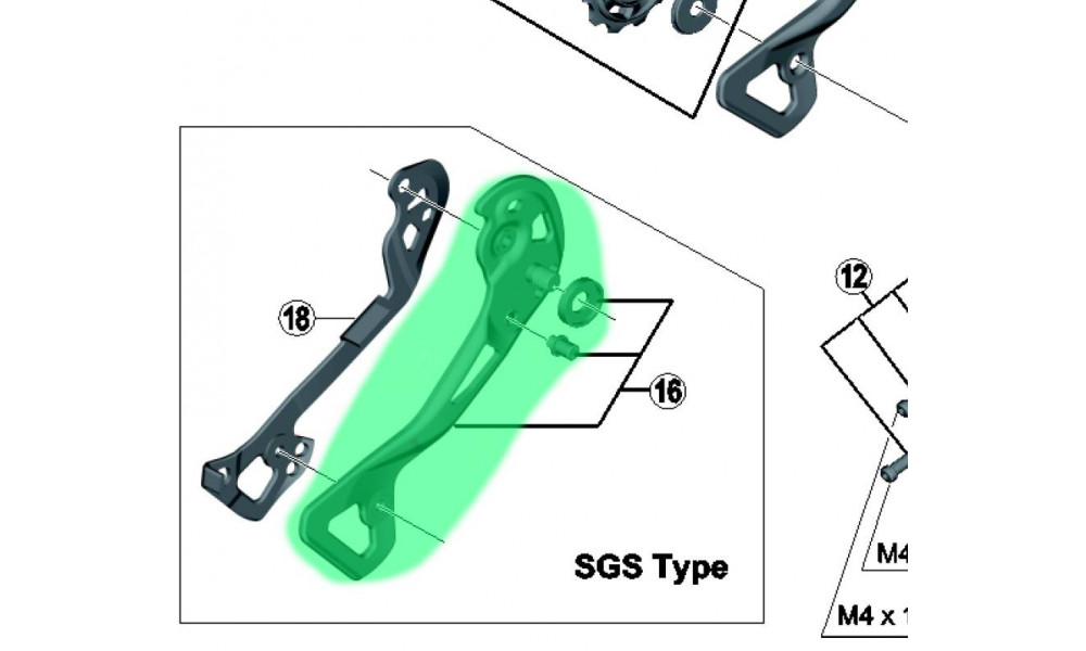 Наружная часть ноги заднего переключателя Shimano XTR RD-M9000 SGS - 2