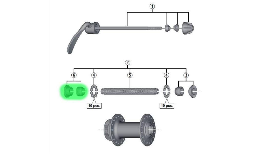 Конус и гайка втулки Shimano HB-TX505 left hand - 2