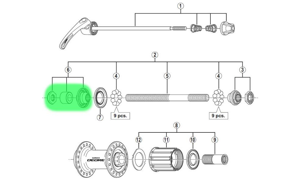 Lock nut unit Shimano HB-M590 left hand - 2