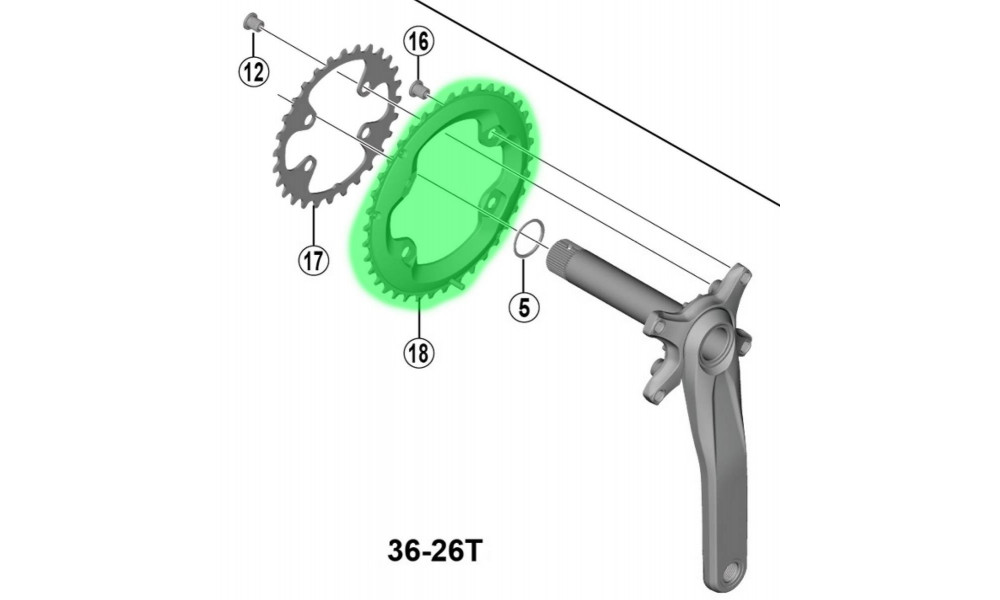 Передняя звезда Shimano FC-MT500-2/B2 36T - 2