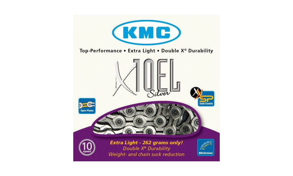 Цепь KMC X10EL Silver 10-speed 114-links - 2