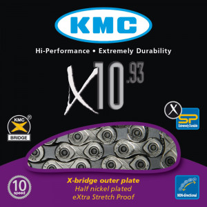 Öåļü KMC X10 Silver/Black 10-speed 114-links