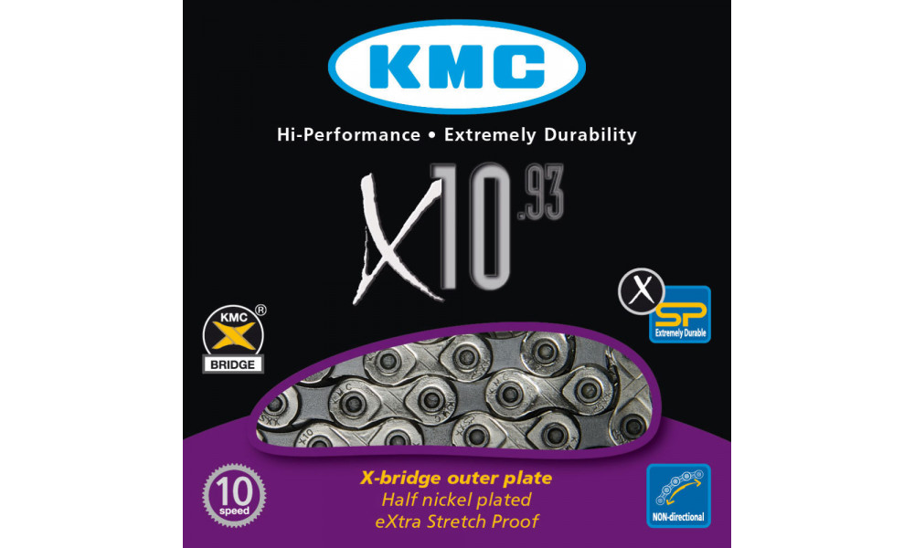 Цепь KMC X10 Silver/Black 10-speed 114-links - 2