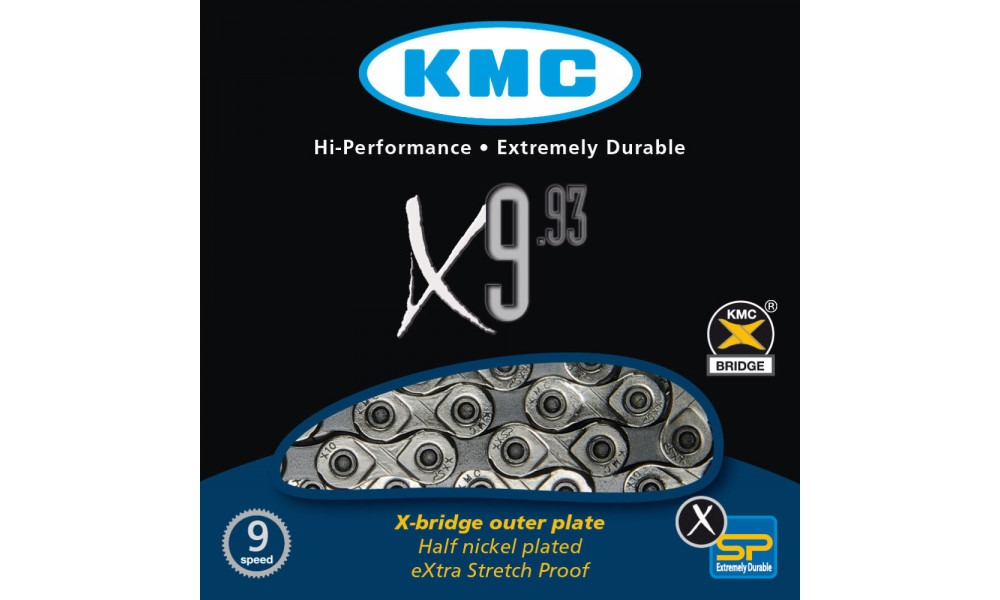 Цепь KMC X9 Silver/Grey 9-speed 114-links - 3