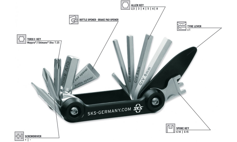 Комплект ключей SKS Tom 14in1 MultiTool foldable - 7