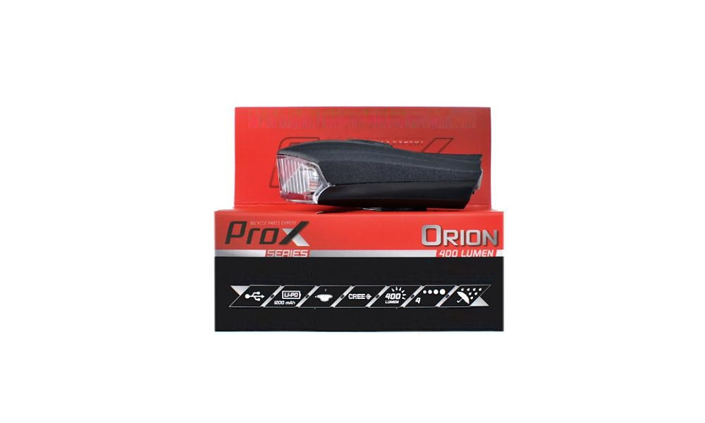 Передняя лампа ProX Orion 1xCREE+2xLED 400Lm USB - 3