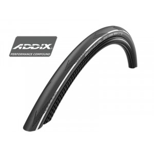 Tire 28" Schwalbe One Tube Type HS 464A, Perf Fold. 25-622 / 700x25C Addix White Strips