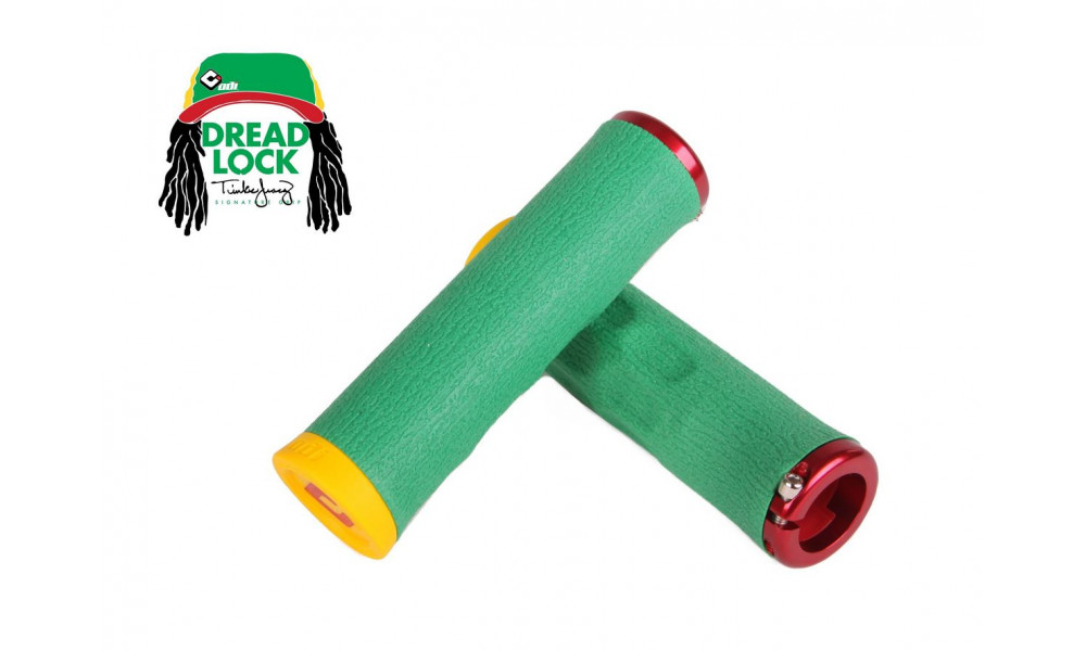 Ручки руля ODI Dread Lock Tinker Juarez Signature A.I.R.E. 130mm Lock-On Rasta - 2
