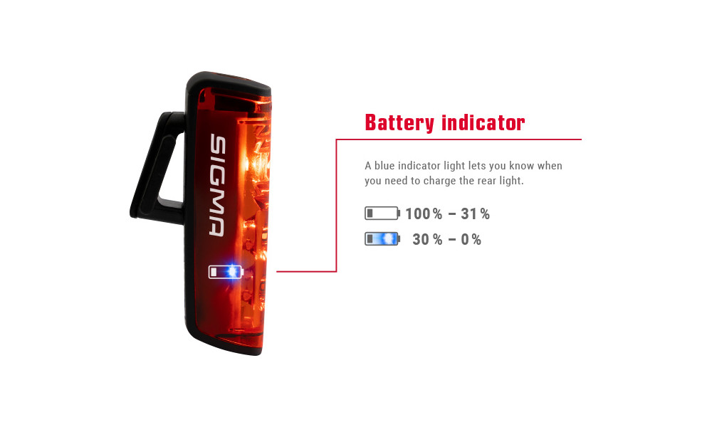 Задняя лампа Sigma Blaze RL LED + Brake Light USB - 2