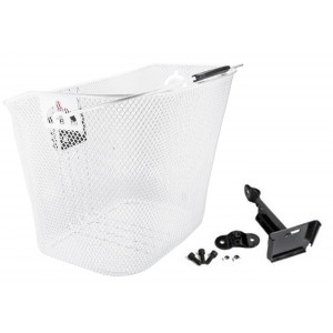 Basket front Azimut w/ metal STEM bracket 34x25x26cm white