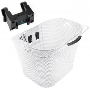 Basket front Azimut w/ plastic GREEN bracket 34x25x26cm white