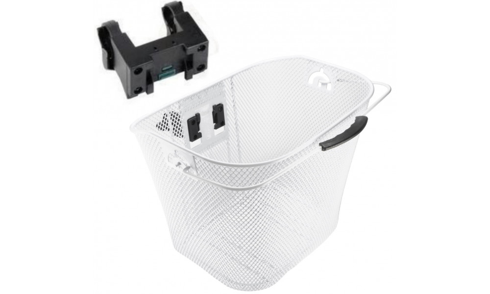 Basket front Azimut w/ plastic GREEN bracket 34x25x26cm white 