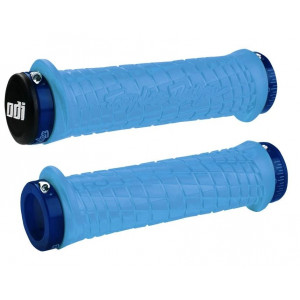 Ручки руля ODI Troy Lee Designs Signature MTB Lock-On Aqua w/ Blue Clamps