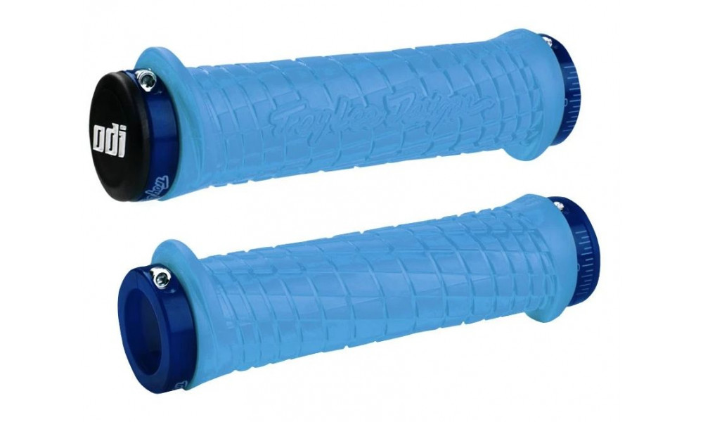 Grips ODI Troy Lee Designs Signature MTB Lock-On Aqua w/ Blue Clamps 