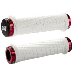Grips ODI Troy Lee Designs Signature MTB Lock-On White w/ Red Clamps