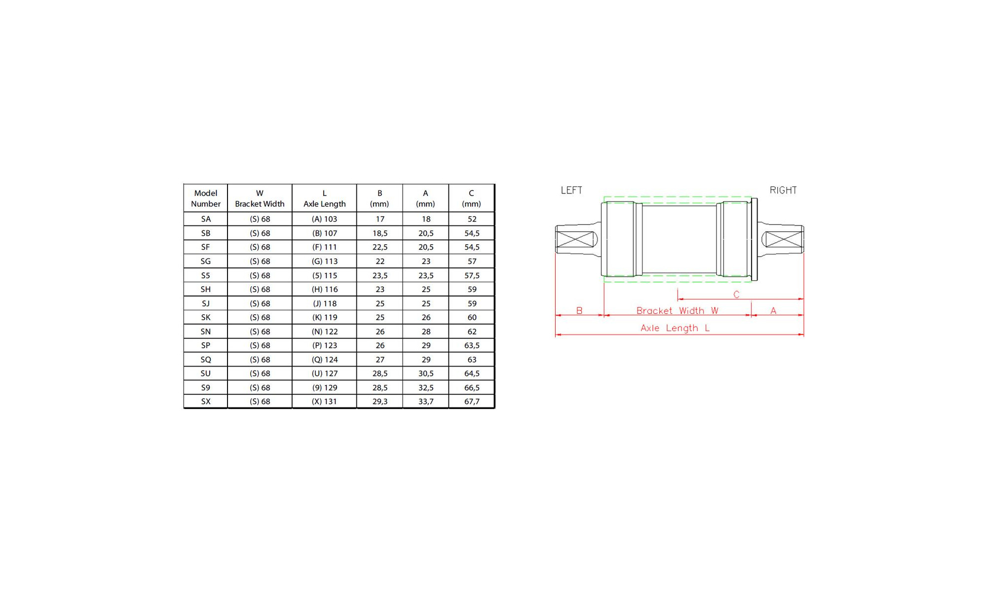 BB-set SunRace BBS15 BSA 68mm steel/steel - 1