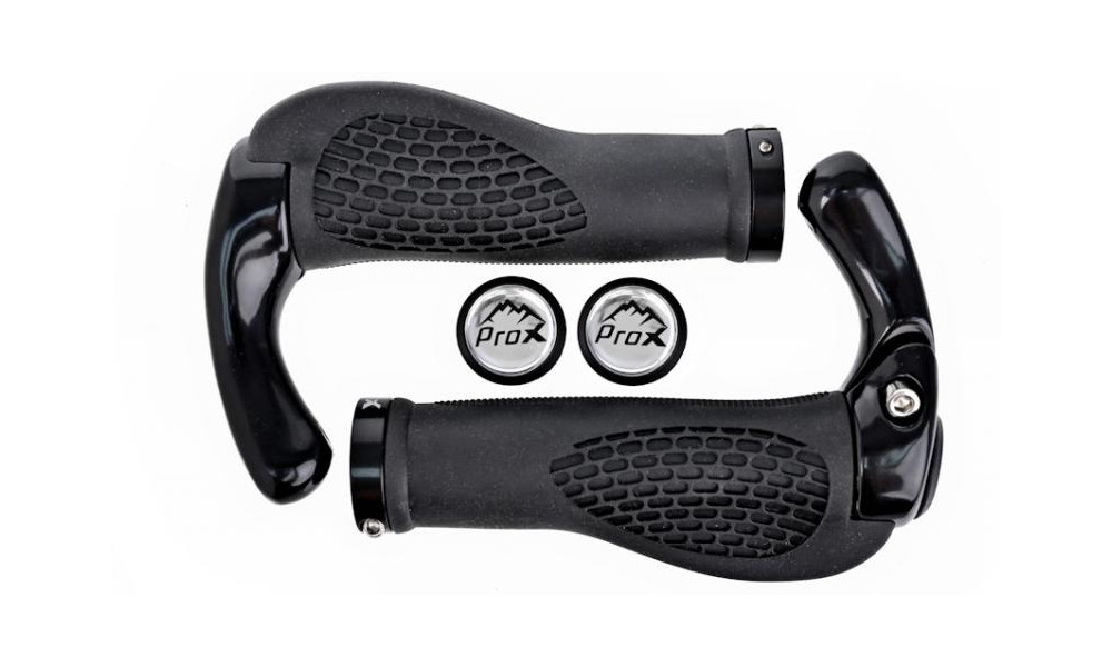 Ручки руля ProX GP-40B 135mm Ergo + Bar-Ends Lock-on black - 2