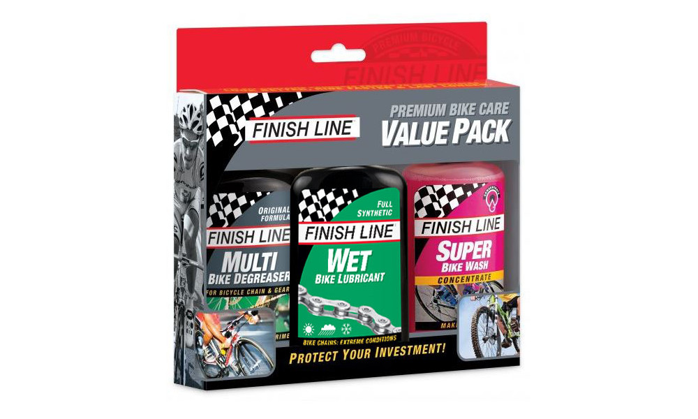 Набор для ухода за цепью Finish Line Value Pack Wet 120ml (3 шт.) 