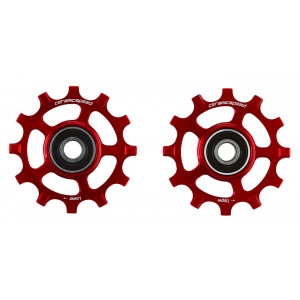 Tension and guide pulley set CeramicSpeed for SRAM 12s AXS Road Alloy 607 stainless steel red (107484)