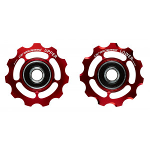 Tension and guide pulley set CeramicSpeed for Campagnolo 11s Alloy 607 red (101687)