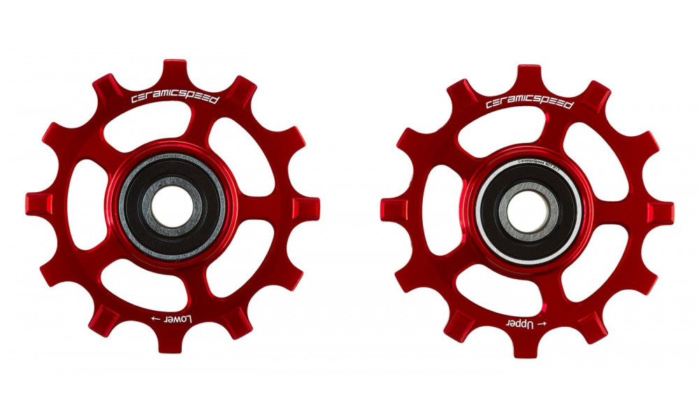 Tension and guide pulley set CeramicSpeed for Campagnolo 12s Alloy 607 stainless steel red (107519) 