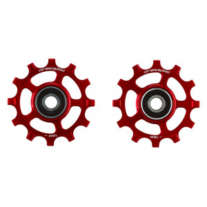Tension and guide pulley set CeramicSpeed for SRAM 12s AXS Road Coated Alloy 607 red (107486)