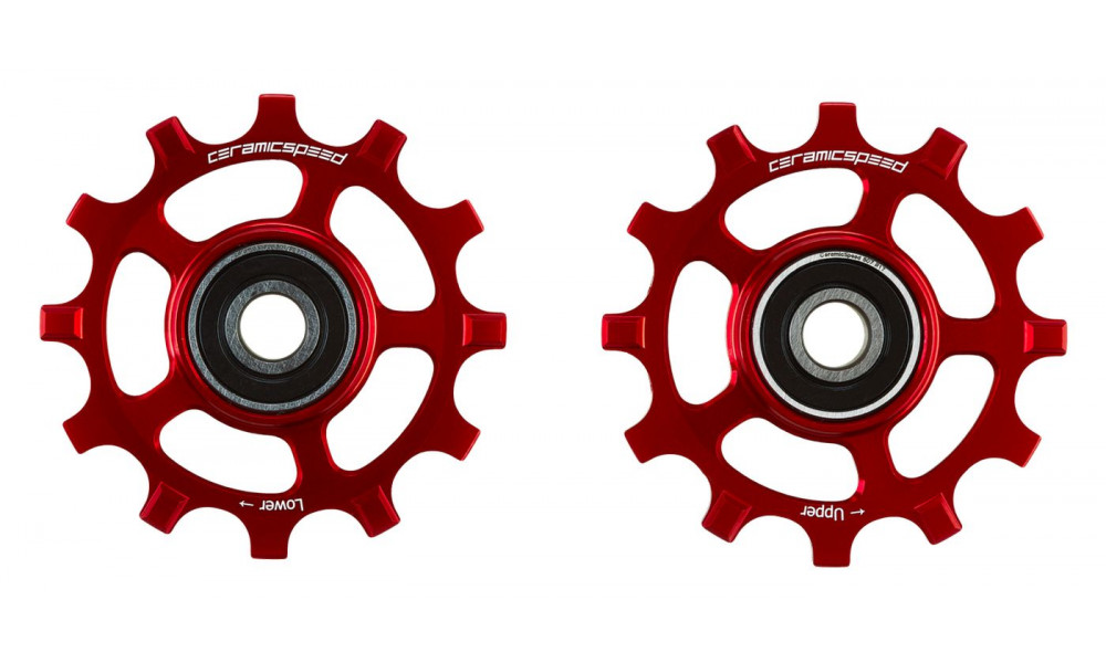 Tension and guide pulley set CeramicSpeed for SRAM 12s AXS Road Coated Alloy 607 red (107486) 