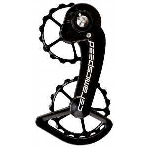 Tension and guide pulley set CeramicSpeed Oversized for SRAM 11s eTap Alloy 607 stainless steel black (101649)