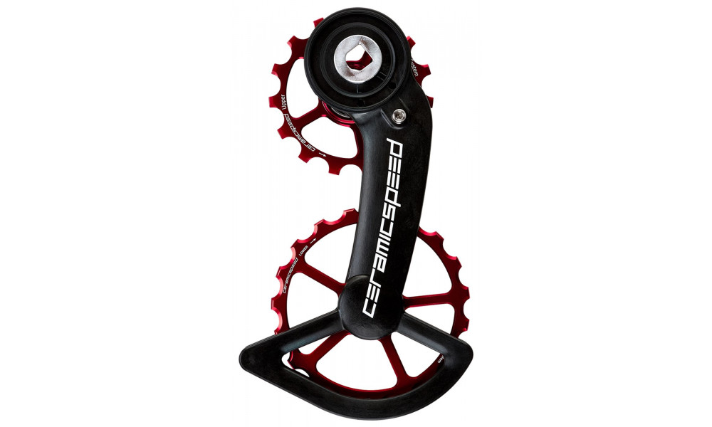 Tension and guide pulley set CeramicSpeed Oversized for SRAM Red/Force AXS Alloy 607 stainless steel red (107379) 