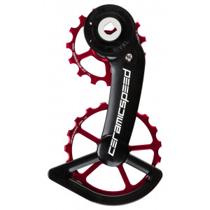 Tension and guide pulley set CeramicSpeed Oversized for SRAM Rival AXS Alloy 607 stainless steel red (110678)