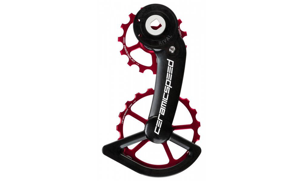 Tension and guide pulley set CeramicSpeed Oversized for SRAM Rival AXS Alloy 607 stainless steel red (110678) 