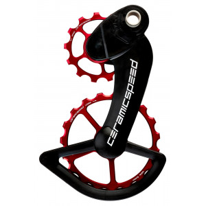 Tension and guide pulley set CeramicSpeed Oversized for Campagnolo 12s EPS Alloy 607 stainless steel red (107427)