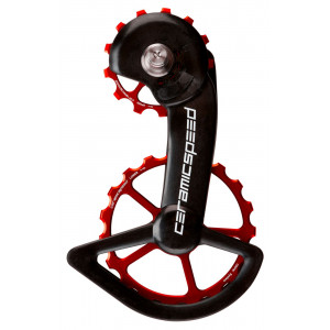 Tension and guide pulley set CeramicSpeed Oversized for Shimano 9100/R8000 Series Coated Alloy 607 red (106318)